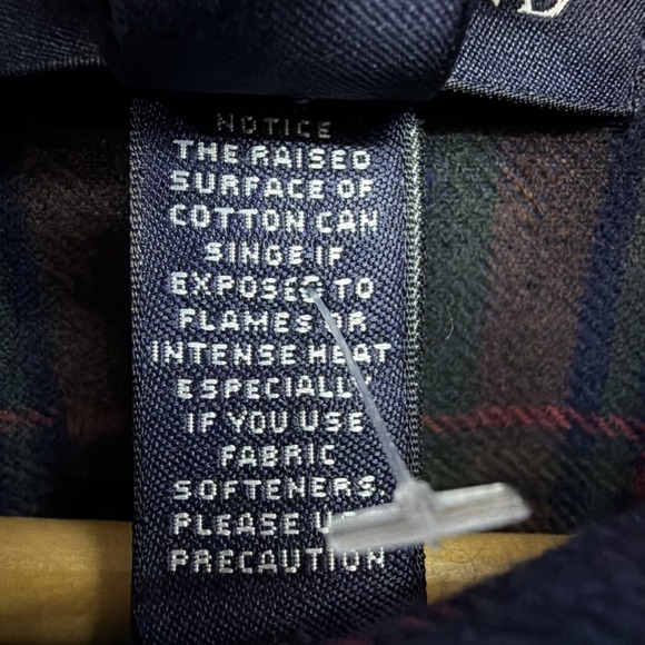 Vtg Lands End Mens Medium Portuguese Blue Plaid Cotton Flannel Button Down Shirt - Picture 7 of 12